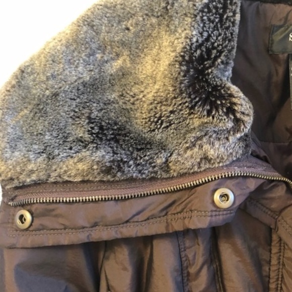 Style & Co Puffer Coat Fur Collar Brown Medium - Picture 7 of 9